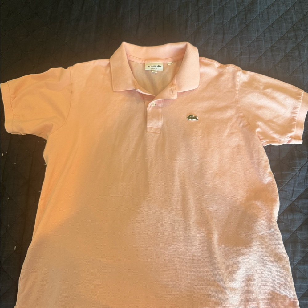 Men’s Lacoste Pink Polo Shirt Classic Casual Style EUC - Picture 3 of 4
